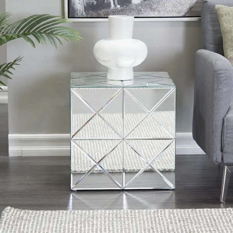 Table d'appoint miroir en verre - Argent - Roche River Decor