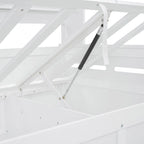 Lit de jour double avec vérin hydraulique, 3 espaces de rangement et étagères et armoires intégrées
