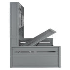 Lit de jour double avec vérin hydraulique, 3 espaces de rangement et étagères et armoires intégrées