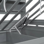 Lit de jour double avec vérin hydraulique, 3 espaces de rangement et étagères et armoires intégrées