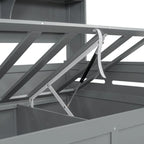 Lit de jour double avec vérin hydraulique, 3 espaces de rangement et étagères et armoires intégrées