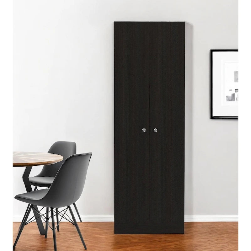 HomeRoots 71 Armoire à provisions ou de rangement en bois noir - 23,6" X 70,8" X 11,8"