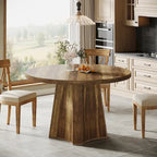 Table de salle à manger ronde pour 4 à 6 personnes, table de cuisine de ferme de 119 cm