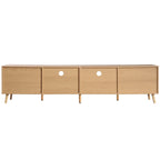 Meuble TV en rotin Roomfitters pour téléviseur de 85 pouces, meuble média style ferme, pieds en bois massif, bois