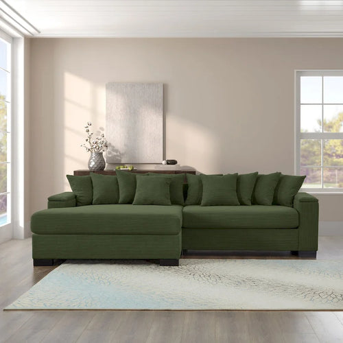 111 Corduroy L-Shaped Sectional Sofa with Convertible Chaise