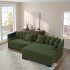 111 Corduroy L-Shaped Sectional Sofa with Convertible Chaise