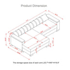 111 Corduroy L-Shaped Sectional Sofa with Convertible Chaise