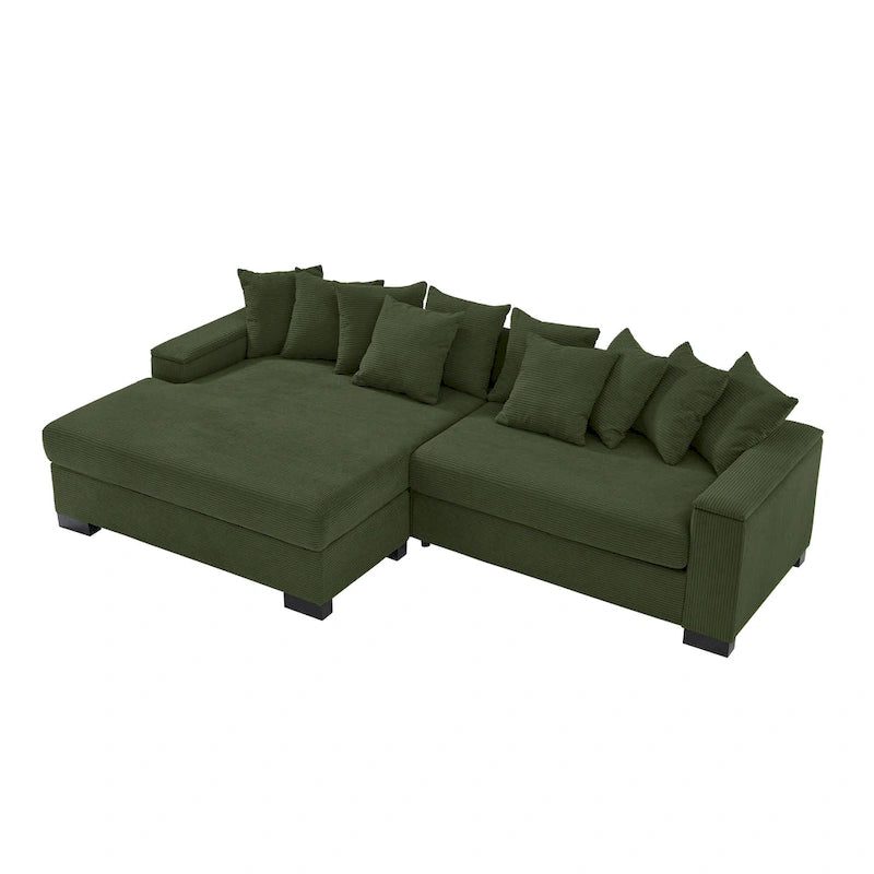 111 Corduroy L-Shaped Sectional Sofa with Convertible Chaise