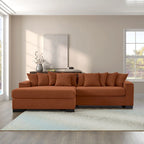 111 Corduroy L-Shaped Sectional Sofa with Convertible Chaise