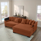 111 Corduroy L-Shaped Sectional Sofa with Convertible Chaise