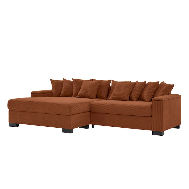 111 Corduroy L-Shaped Sectional Sofa with Convertible Chaise