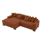 111 Corduroy L-Shaped Sectional Sofa with Convertible Chaise