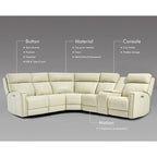 104 W Genuine Leather Power Recliner Sectional Sofa with Zero Gravity, Ajustable Headrest, USB Ports & Console