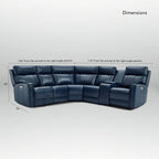 104 W Genuine Leather Power Recliner Sectional Sofa with Zero Gravity, Ajustable Headrest, USB Ports & Console