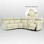 104 W Genuine Leather Power Recliner Sectional Sofa with Zero Gravity, Ajustable Headrest, USB Ports & Console