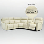 104 W Genuine Leather Power Recliner Sectional Sofa with Zero Gravity, Ajustable Headrest, USB Ports & Console