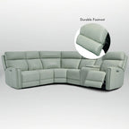 104 W Genuine Leather Power Recliner Sectional Sofa with Zero Gravity, Ajustable Headrest, USB Ports & Console