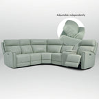 104 W Genuine Leather Power Recliner Sectional Sofa with Zero Gravity, Ajustable Headrest, USB Ports & Console