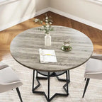 Table de salle à manger de cuisine ronde avec étagère de rangement - N/A