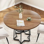 Table de salle à manger de cuisine ronde avec étagère de rangement - N/A
