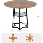 Table de salle à manger de cuisine ronde avec étagère de rangement - N/A