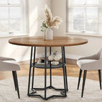 Table de salle à manger de cuisine ronde avec étagère de rangement - N/A