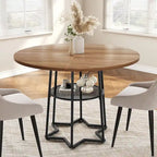 Table de salle à manger de cuisine ronde avec étagère de rangement - N/A