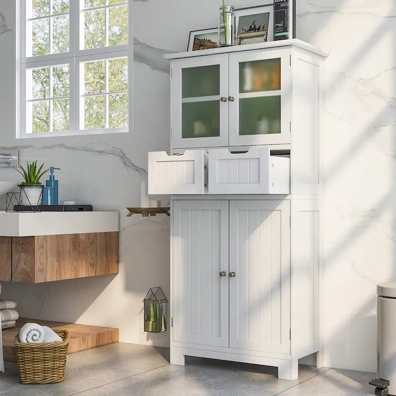 Meuble de rangement pour salle de bain Costway, placard de cuisine avec 2 tiroirs