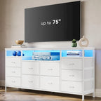 Commode noire de 63,3 pouces pour chambre à coucher, meuble TV à 10 tiroirs