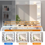 Vanity Desk with Mirror and Lights, Makeup Vanity with Power Outlet & Cushioned Stool