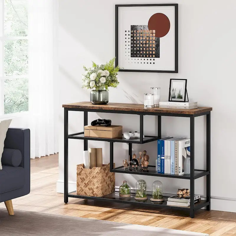 Table d'entrée, console 4 étagères avec rangements