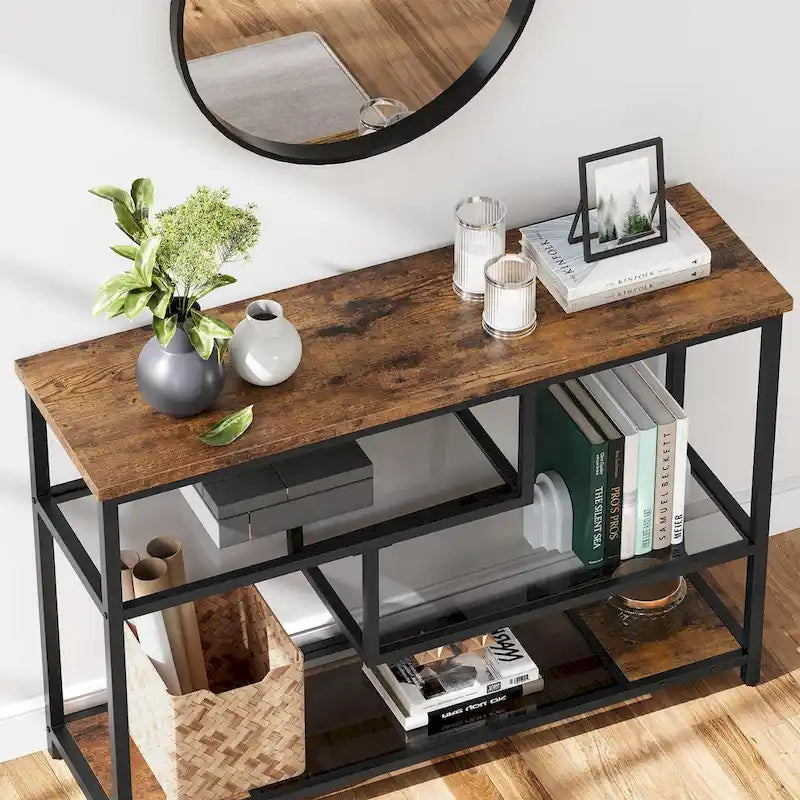 Table d'entrée, console 4 étagères avec rangements