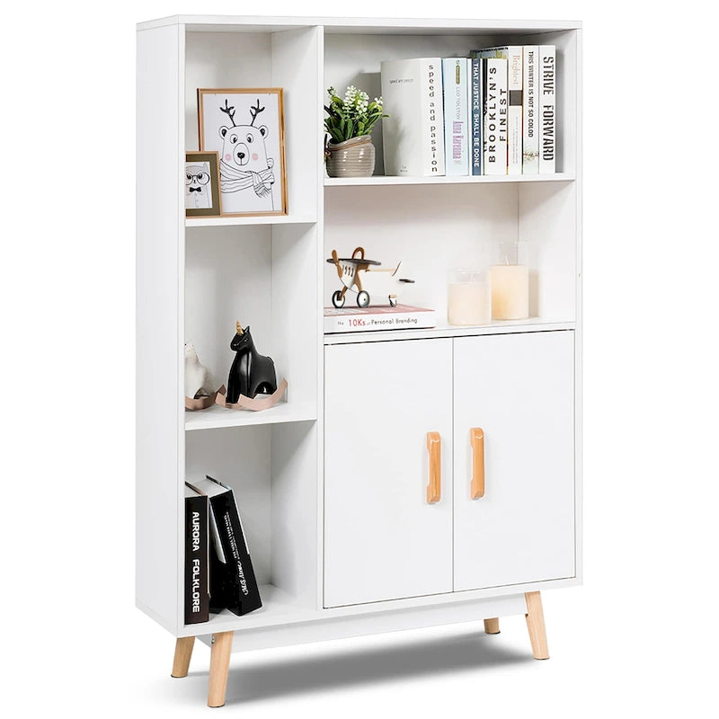 Costway Meuble de Rangement au Sol Armoire Étagère de Présentation en Bois Autonome