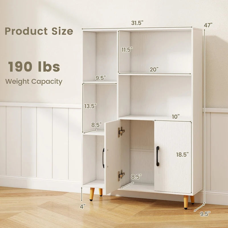 Costway Meuble de Rangement au Sol Armoire Étagère de Présentation en Bois Autonome
