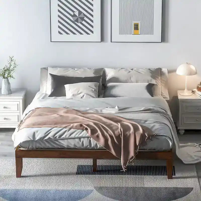 Costway King Size 14 Wooden Bed Frame Mattress Platform Wood Slats