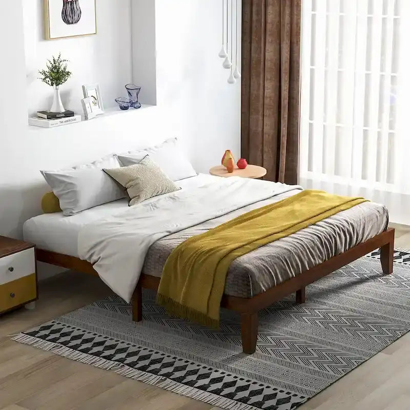 Costway King Size 14 Wooden Bed Frame Mattress Platform Wood Slats