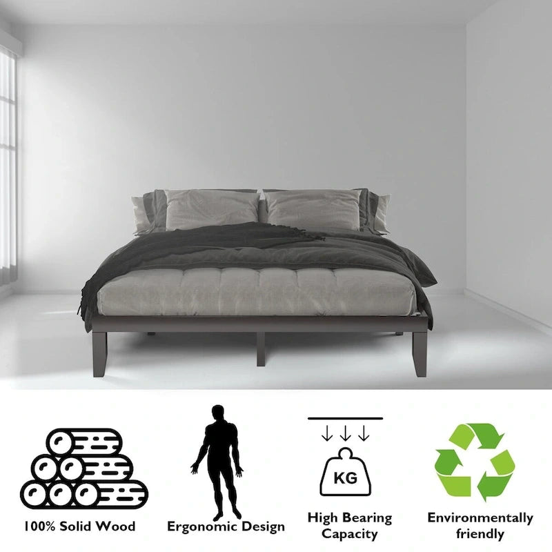 Costway King Size 14 Wooden Bed Frame Mattress Platform Wood Slats