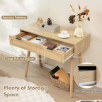 Table console en rotin Costway avec tiroir extractible Style Bohème pour Entrée - Voir Détails