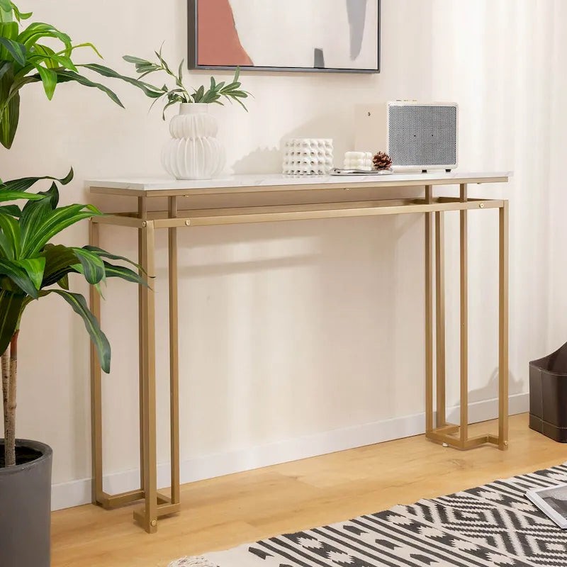 Costway 47 Table console moderne à plateau en faux marbre avec – Voir détails