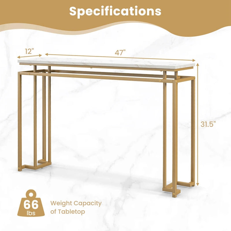 Costway 47 Table console moderne à plateau en faux marbre avec – Voir détails