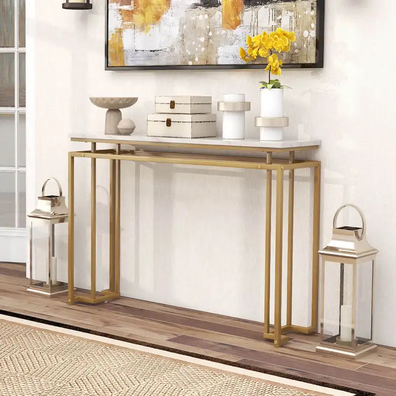 Costway 47 Table console moderne à plateau en faux marbre avec – Voir détails