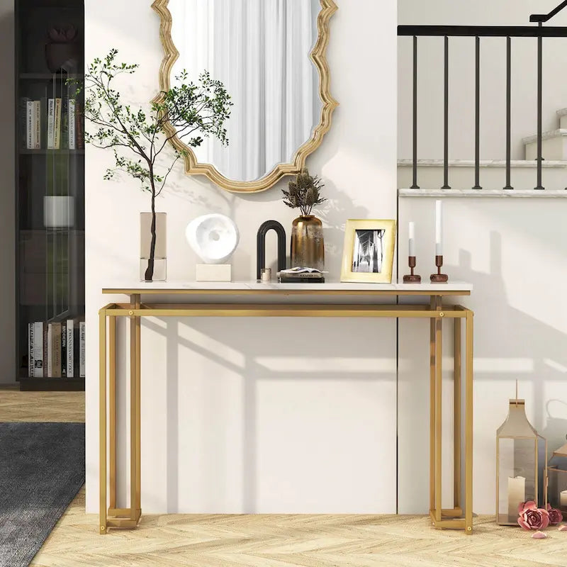 Costway 47 Table console moderne à plateau en faux marbre avec – Voir détails