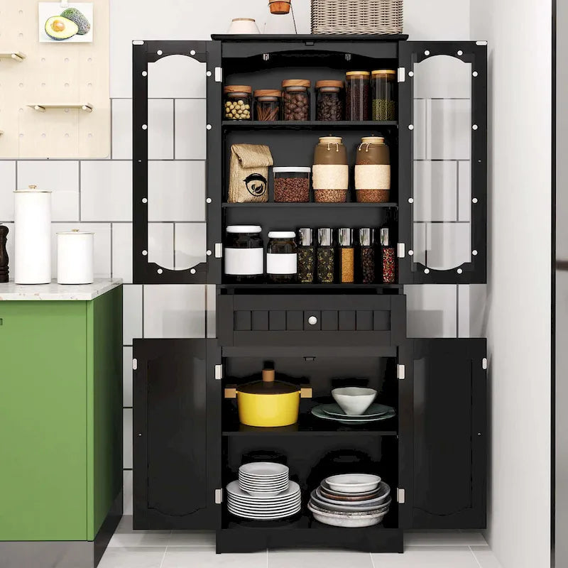 Meuble de salle de bain Costway de 160 cm de hauteur avec portes en verre trempé réglables - Voir détails
