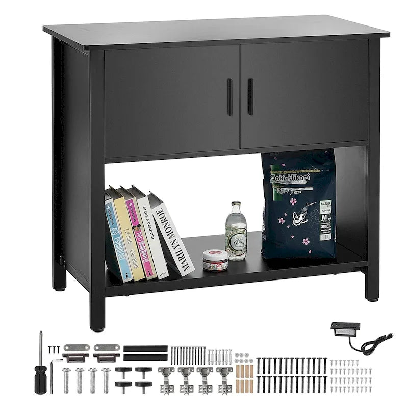 Meuble pour aquarium ou terrarium avec rangements, placard et kit de quincaillerie