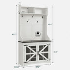 42 Wide Farmhouse Entryway Bench with Coat Rack, Mudroom Cabinet