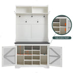 42 Wide Farmhouse Entryway Bench with Coat Rack, Mudroom Cabinet