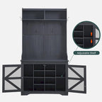 42 Wide Farmhouse Entryway Bench with Coat Rack, Mudroom Cabinet