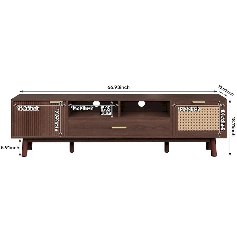 Wood TV Stand for 75 TVs, Modern TV Cabinet for Living Room