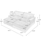 Canapé sectionnel modulaire en velours côtelé moelleux de 208 cm avec méridienne
