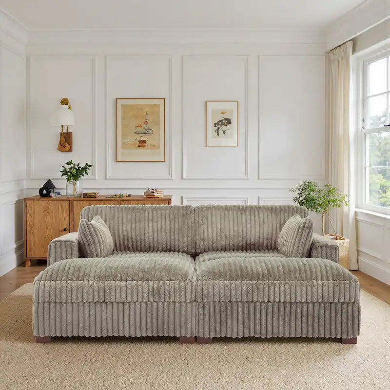 Canapé sectionnel modulaire en velours côtelé moelleux de 208 cm avec méridienne